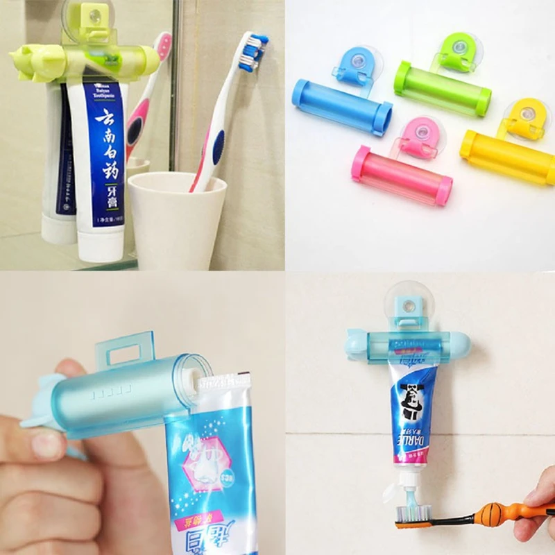 Bathroom Products Easy Squeezer Toothpaste Roller Tube Rack Dispenser Rolling Holder Squeeze Paste Dispenser Roll Holder Hanging