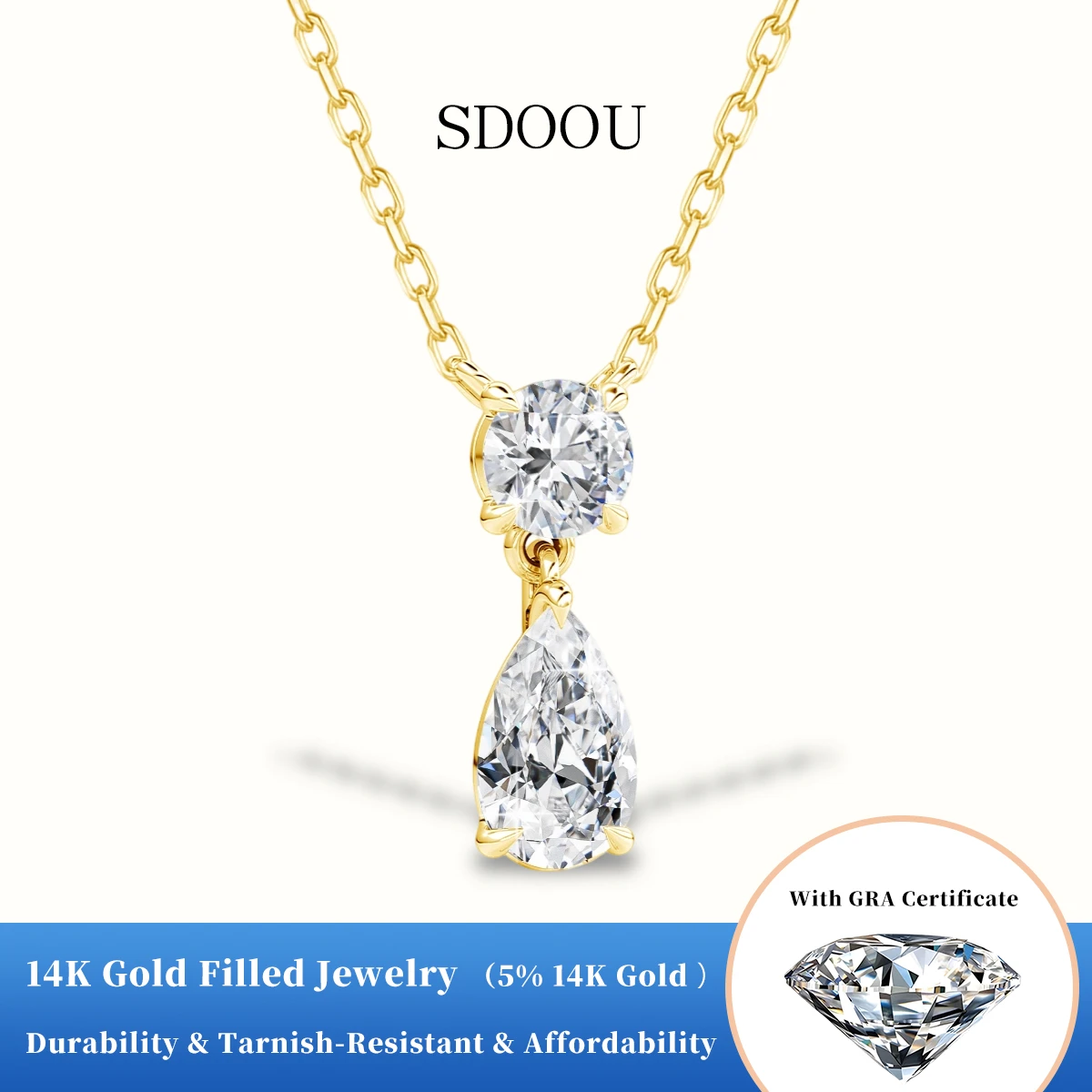 

Сертифицированный SDOOU кулон с муассанитом 0.5-3 карата, огранка «груша», D VVS, из позолоченного золота 14K, для девочек, серебряное колье 925 пробы, для повседневной носки