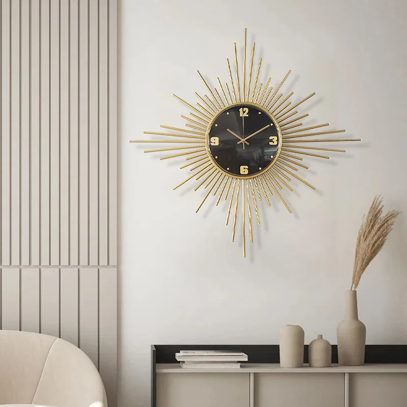Unique Vintage Wall Watches Yellow Noiseless Luxury Aesthetic Wall Watch Clock Digital Quartz Horloge Murale Home Decor Items