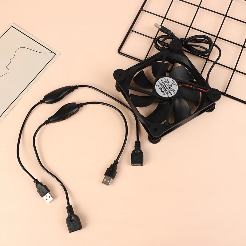 120Mm 5V Usb Ventilator Aangedreven Pc Router Fans Met Traploze Snelheid Controller Hoge Luchtstroom Koelventilator Voor Router Modem Ontvanger