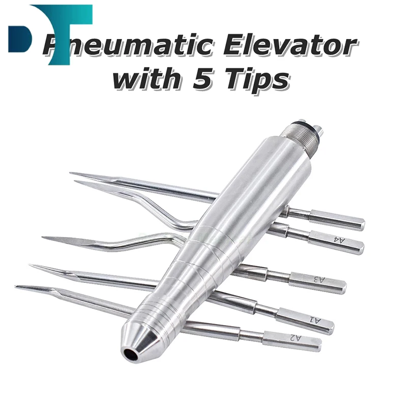 

Dental Extraction Surgery Instruments Turbine Pneumatic Elevator Set Tools with 5 Tips for Clinic Dentistry Tools 4 Hole