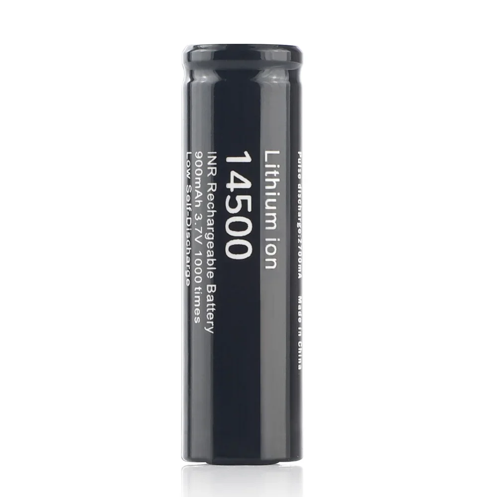 14500 900mAh 3.7V AA Size Li-ion Flat Top Rechargeable Battery for LED Flashlight and Calculator Replacement Power Cell