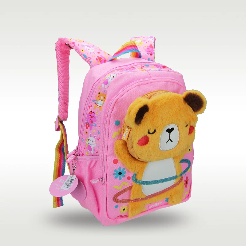 Smighidden-Sac d'école original pour enfants, fournitures scolaires de modélisation de dessin animé, ours rose SR, 14 pouces, Australie, vente à chaud