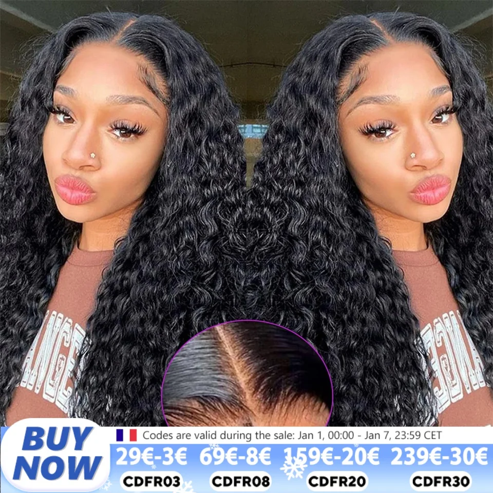 38inch Wear And Go Wigs Water Wave 7x5 Glueless Wig Human Hair Ready To Wear Pre Plucked Curly Human Wig 6x4 Lace Closure Wigs