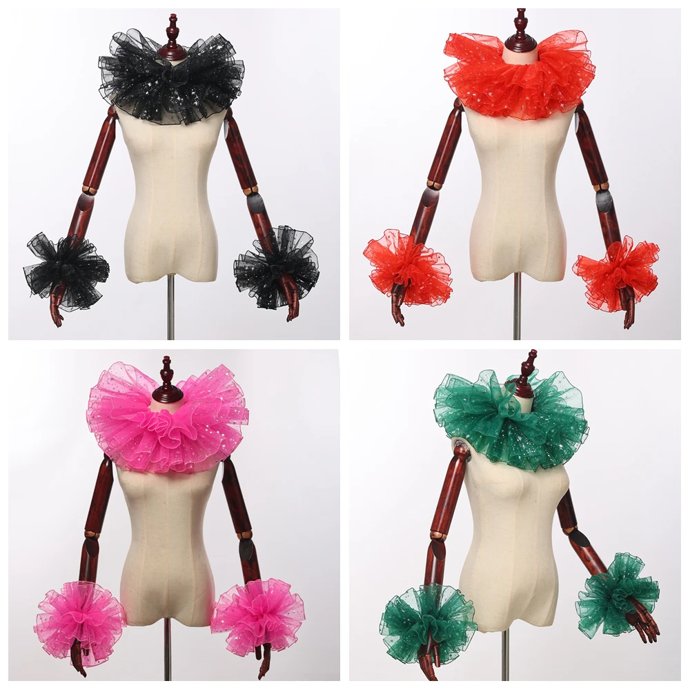 مجموعة المهرج الياقة التأثيرية الأبيض تكدرت الرقبة راف