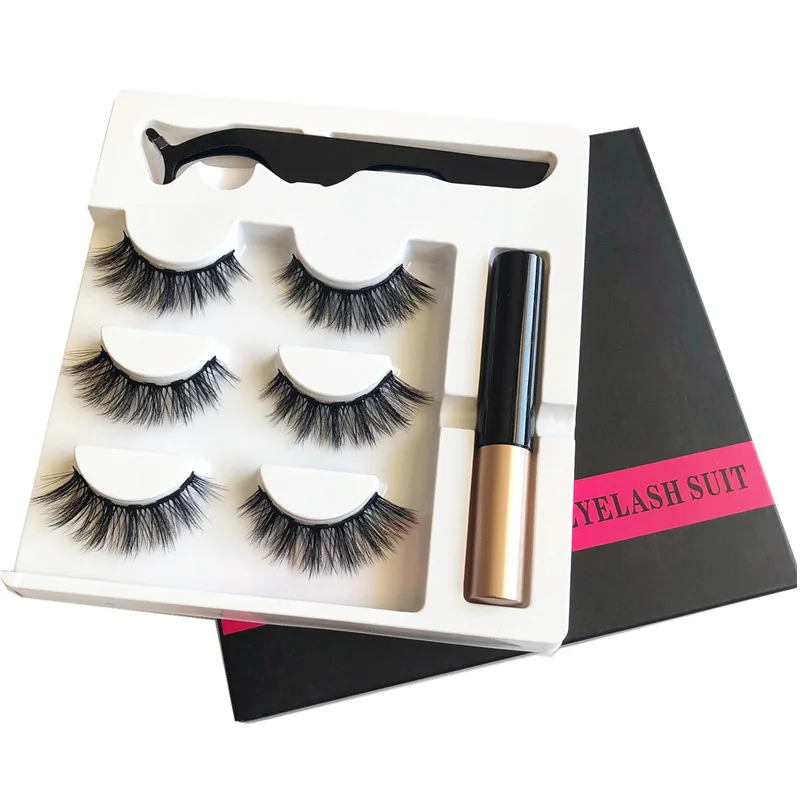 Magnetic Eyelashes 3D Mink Eyelashes Magnetic Eyeliner Magnetic Lashes Short False Lashes Lasting Handmade Eyelash Makeup Tool