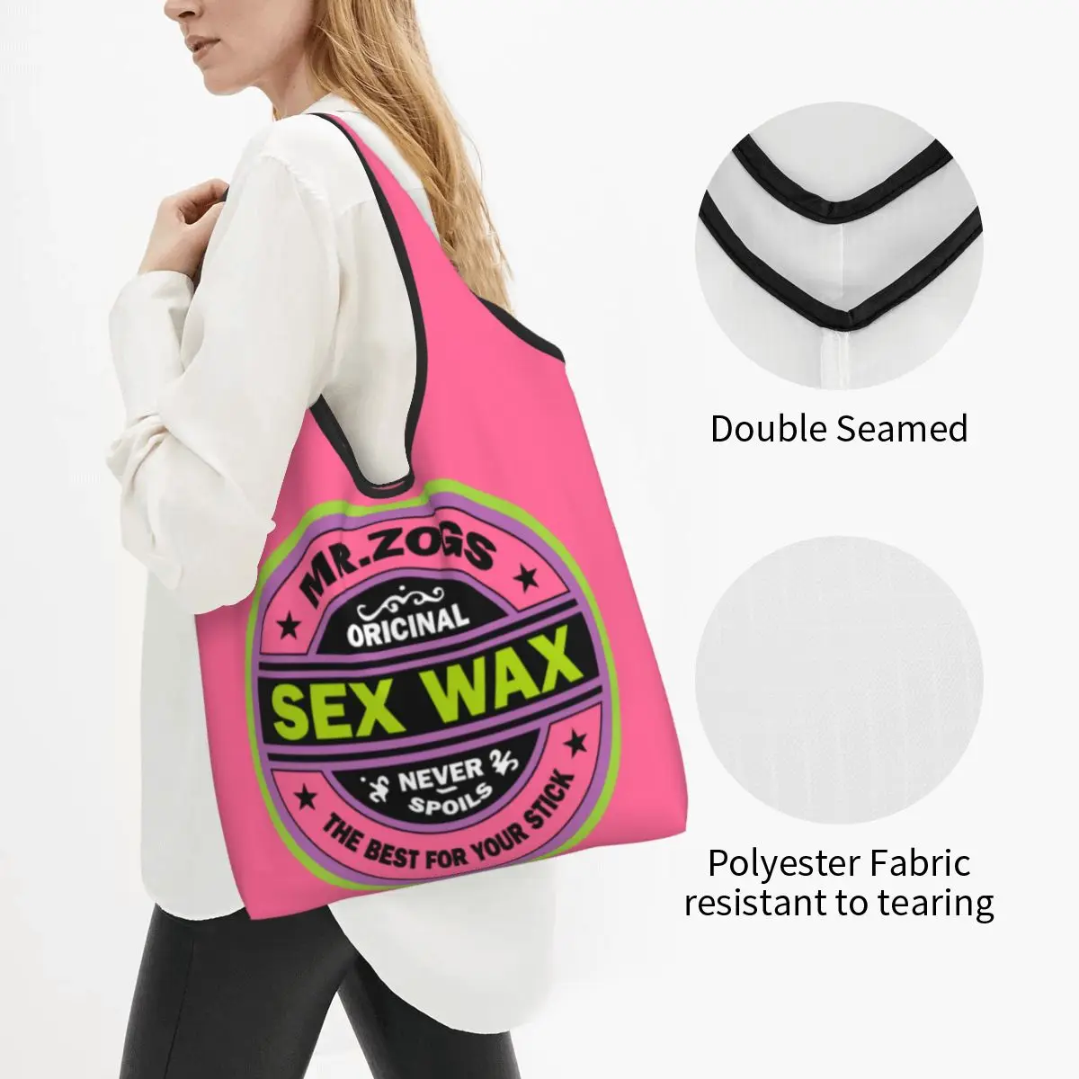 Mr Zogs Surfing Sex Wax Groceries Tote Shopping Bag Women Fashion Shoulder Shopper Bag Large Capacity Handbags