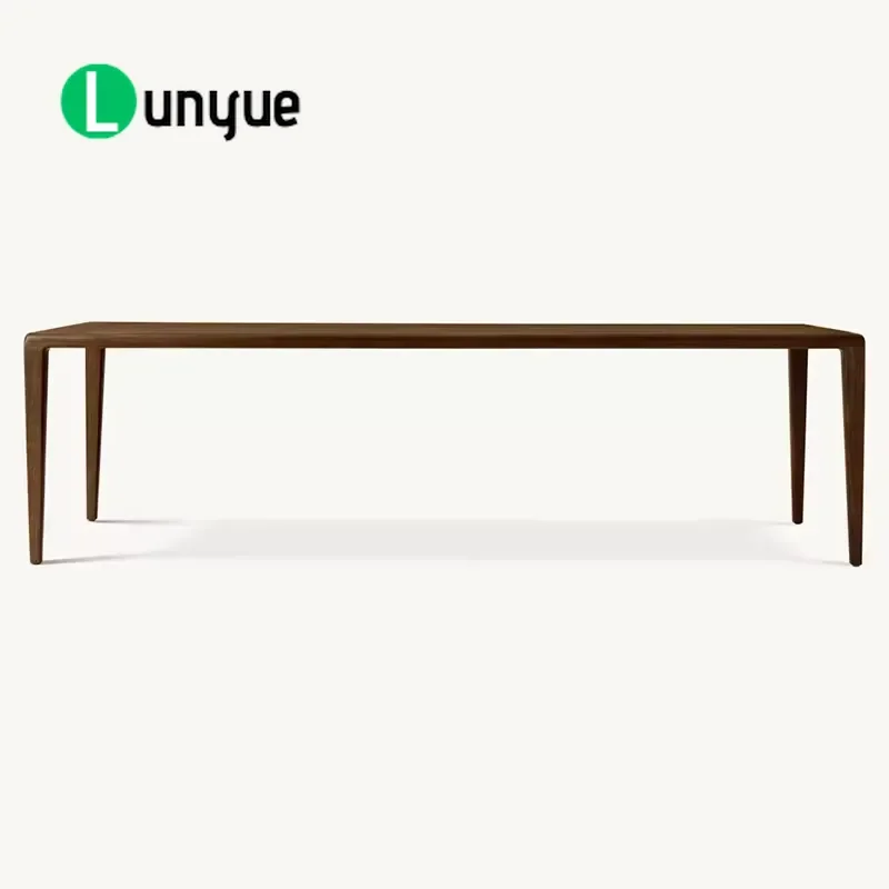 Modern Walnut Solid Wood Dining Table Rectangular Tapered Leg Design for Kitchen Restaurant Hotel Home Furniture Sturdy