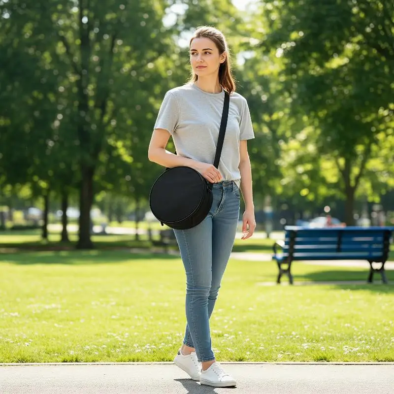 Oxford Cloth Round Storage Bag Portable Multi-use Crossbody Handbag for Women Men Casual Daily Commute