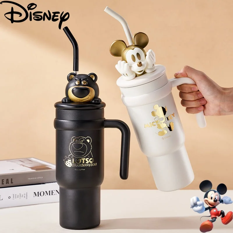 Disney Leuke Cartoon Mickey Mouse Figuur Stro Thermosbeker 900 ml Grote Capaciteit Sportwaterfles voor Meisjes Ijsemmer Cup