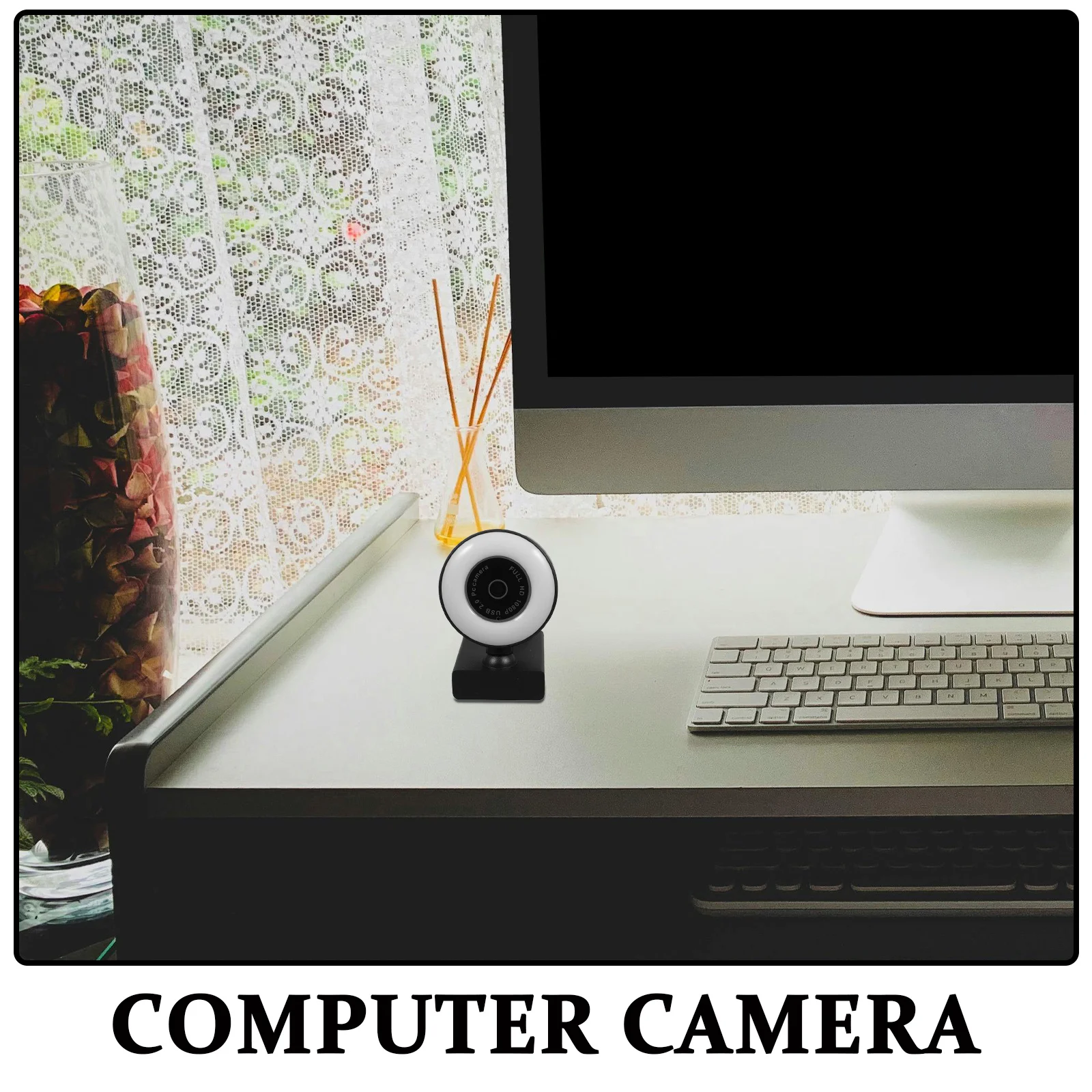 1080p USB Web Camera Live Streaming Computer Camera Noise Reduction Mic Touch Brightness Control High Definition Driver-Free