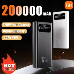 Xiaomi 200000 mAh 120W Power Bank Super szybkie ładowanie baterii Cyfrowy wyświetlacz o dużej pojemności Power Bank dla Iphone Samsung Huawei