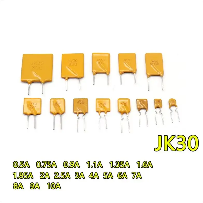 【20-10PCS】0.5A 0.75A 0.9A 1.1A 1.35A 1.6A 1.85A 2A 2.5A JK30 Plug In Self Resettable Fuse 30V 3A 4A 5A 6A 7A 8A 9A