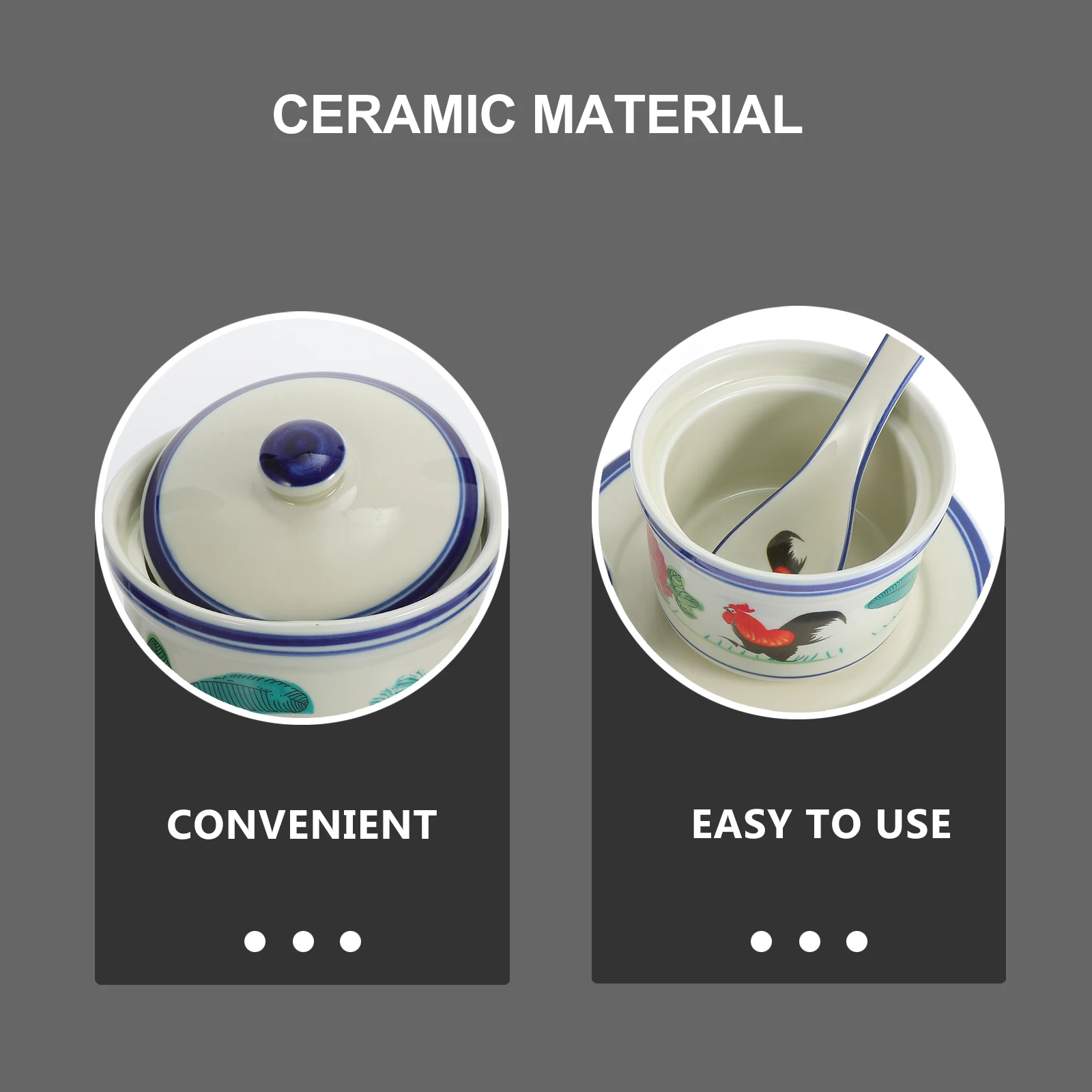 

1Set High-Quality Ceramic Stewing Pot White Sturdy Steaming Bowl for Fungus Soup Bird's Nest Easy to Clean Lightweight Portable