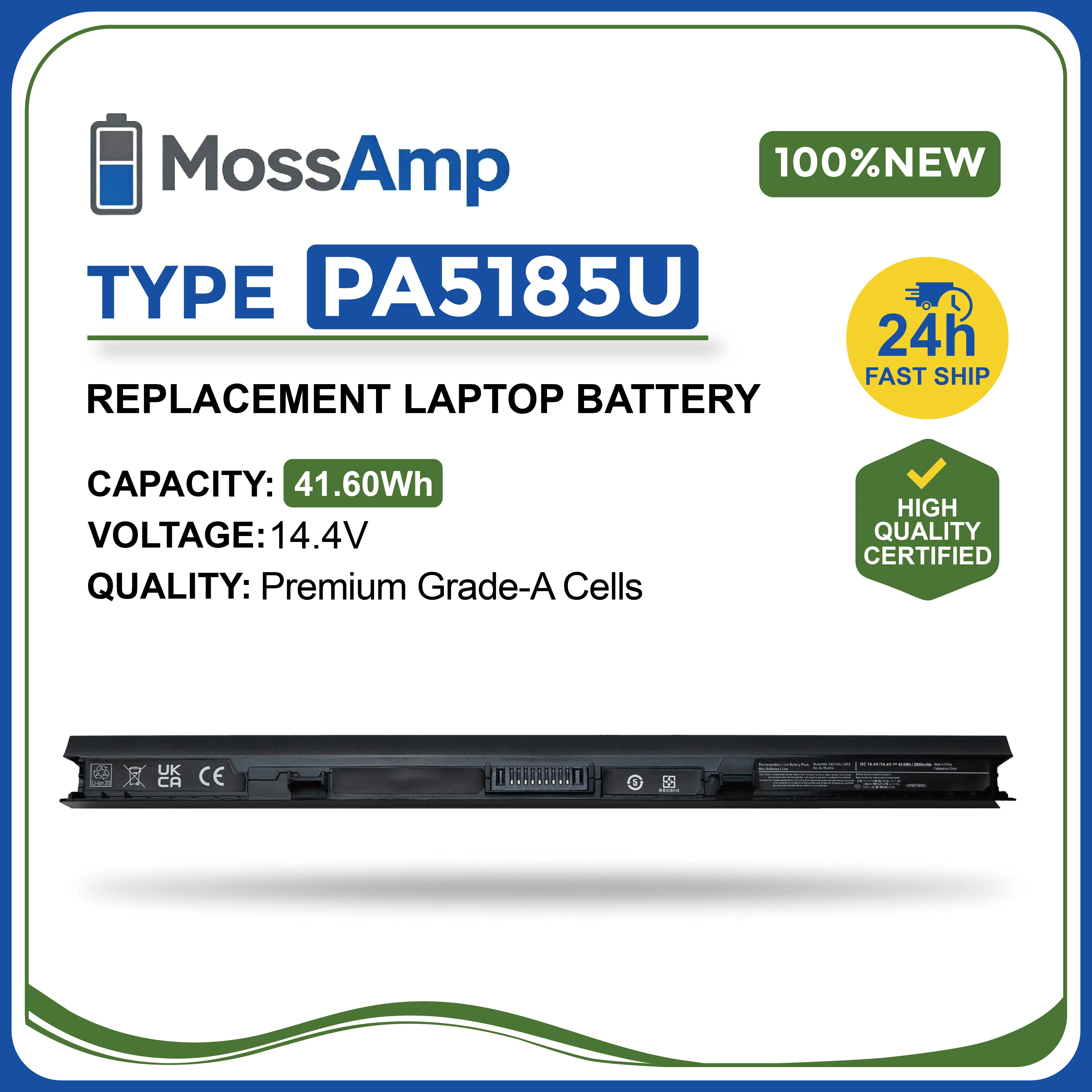 

MossAmp PA5185U-1BRS for TOSHIBA Satelite C50 C55 L50 L50D L55 P50 Compatible with PA5184U-1BRS PA5195U-1BRS PA5186U-1BRS