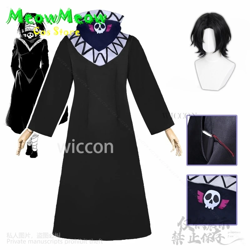 

Anime HxH Cosplay Feitan Pōtoo Costume Black Coat Uniform Dress Wigs For Halloween Christmas Party Cos Man Woman Customized