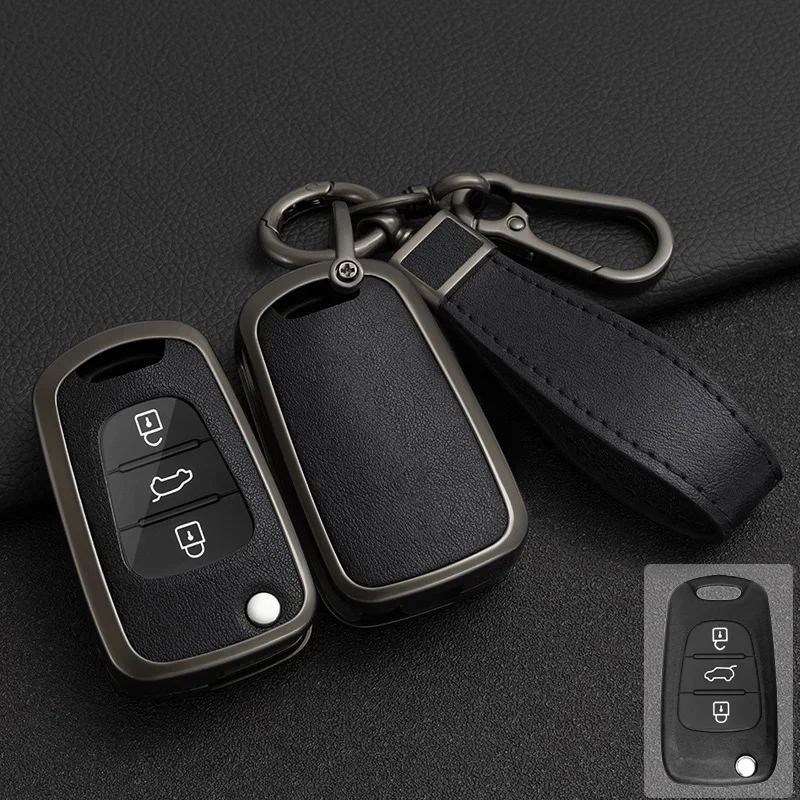 

Zinc Alloy + Silicone Car Key Case For Hyundai I20 I30 Ix20 Ix25 Ix35 Elantra Accent For KIA Rio 3 Soul Optima Ceed Pro K5 Pride