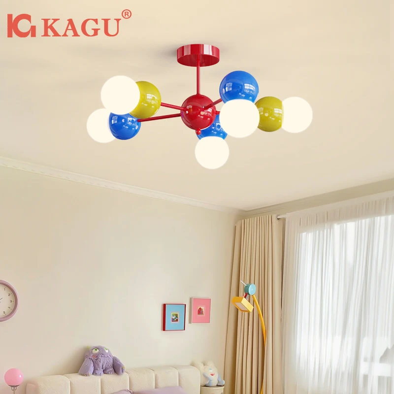 

KAGU Bubble Ball Chandelier - Colorful LED Ceiling Light for Kids Room, Nursery & Bedroom, Romantic Warm Baby Lighting Fixtur
