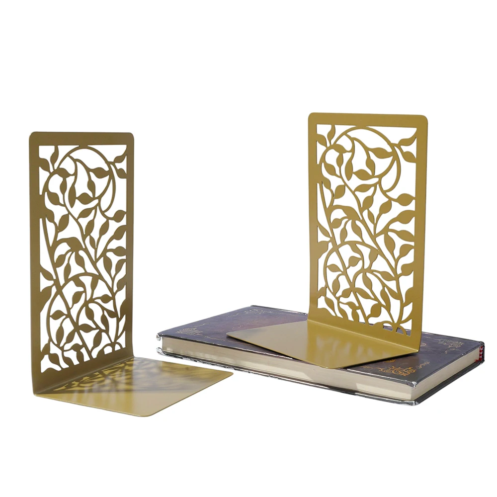 Retro Willow Leaf Metal Bookend Exquisite Home Decor Student Fashion Desktop Decor Learning Stationery