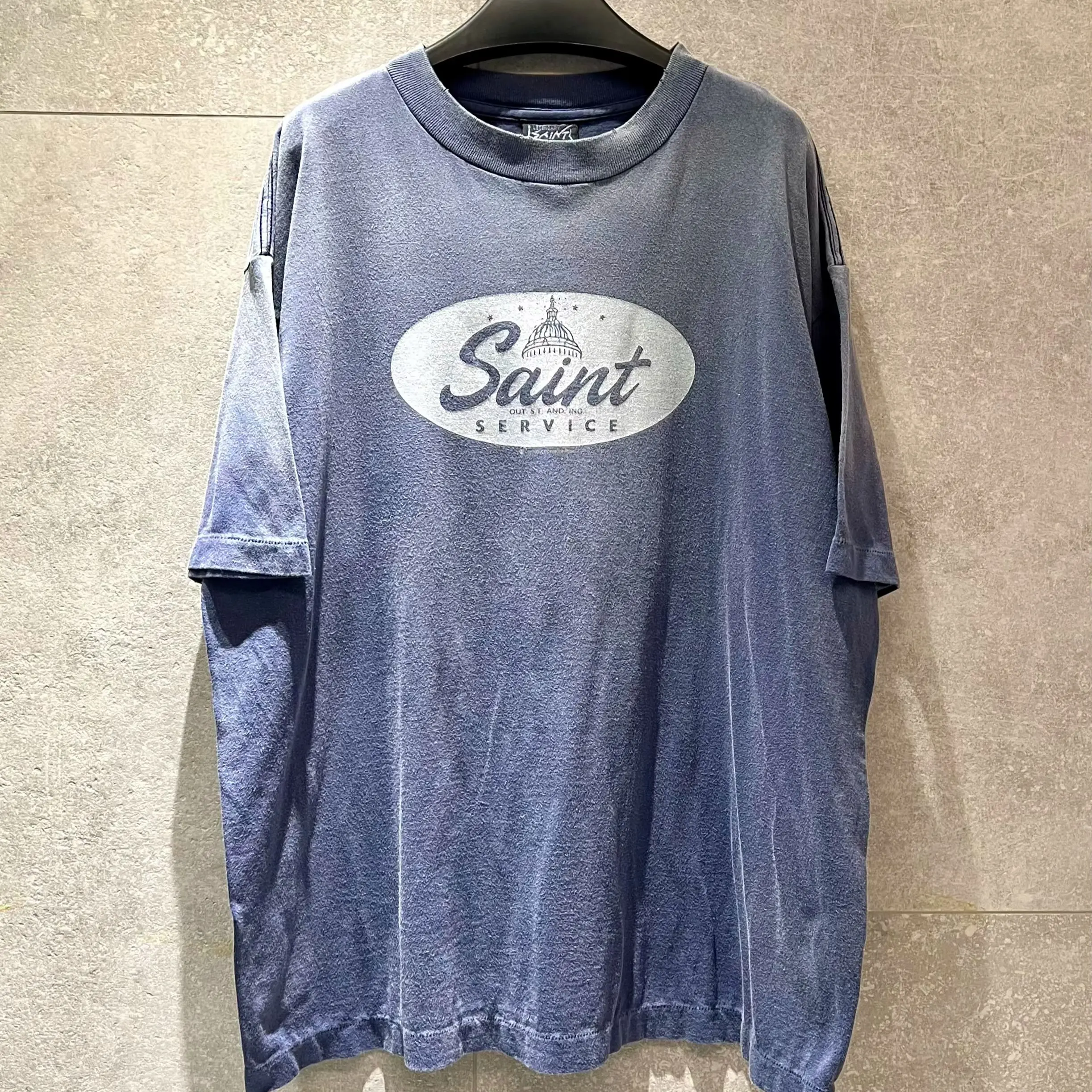 Saint Michael Men's Clothing Washed Round-Neck Short-Sleeved Couple T-Shirt Ropa Hombre