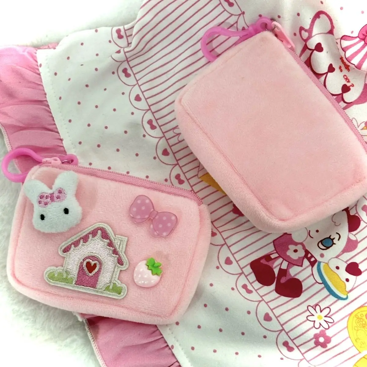 Japanese Cartoon Mp Sweet Pink Mini Wallet Cute Core Plush Key Ring Pendant Storage Card Bag Coin Purse Carteras Para Mujer