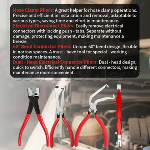 4Pcs Electrical Disconnect Pliers 60° Automotive Electrical Connector Separator These Pliers Allow for Comfortable Operation Even In Tight Spaces, Ensuring Non-Destructive Separation of Connectors For Maximum Efficiency.
