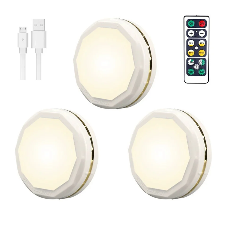 USB Rechargeable Mini Led Puck Lamp 4000K Natural White Indoor Home Decoration 60MM DC5V for Bedroom,Foyer,Corridor
