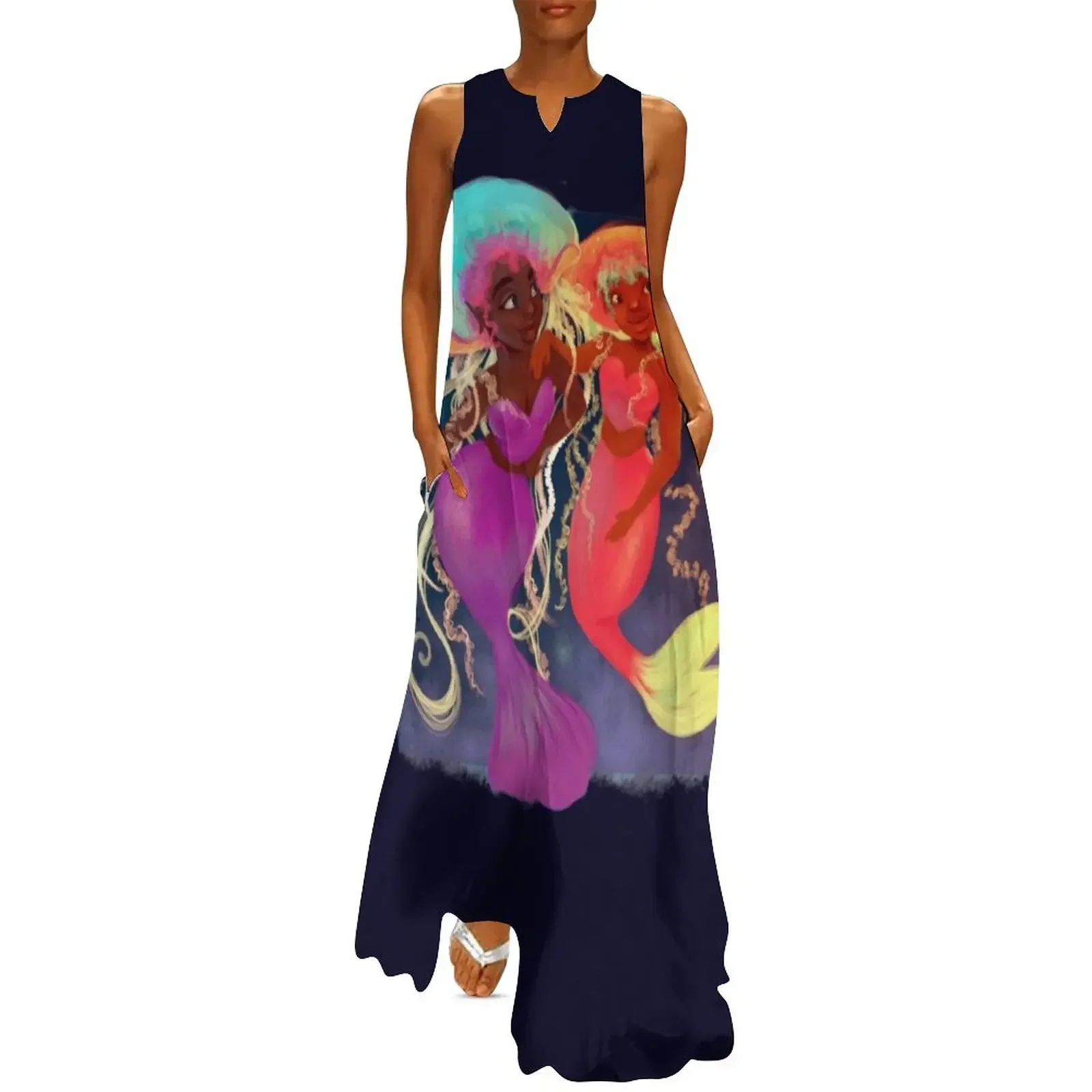 

Colorful Black Jellyfish Mermaids Long Dress clothing women summer 2025 Womens dresses dresses korean style Dress