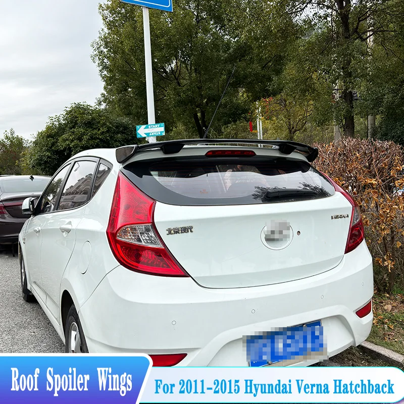 For 2011-2015 Hyundai Verna Accent Hatchback Rear Trunk Roof Spoiler ABS Material Car Exterior Tuning Trim Body Kit Accessories
