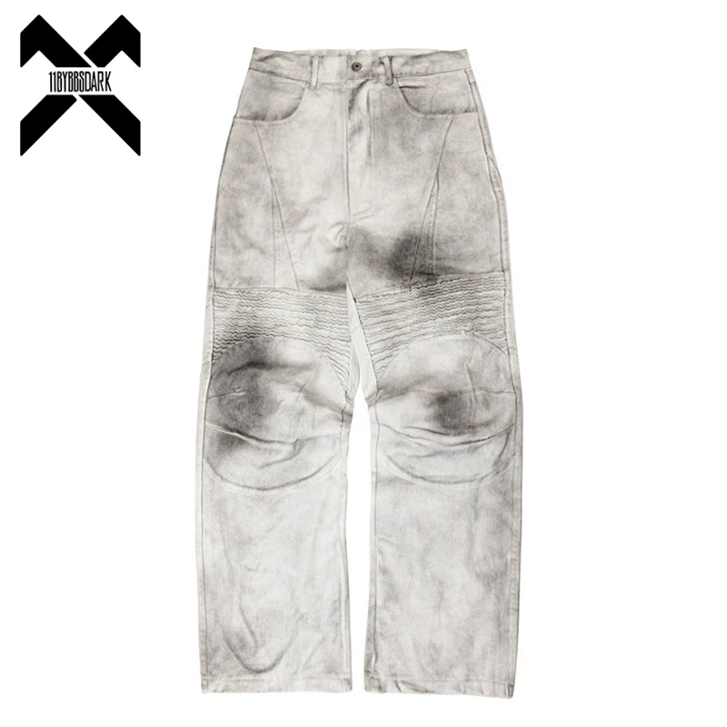 

Мужские брюки карго 2026 Spring Dirty Wash с эффектом потертости, плиссированные, с нашивками, прямого кроя, свободные