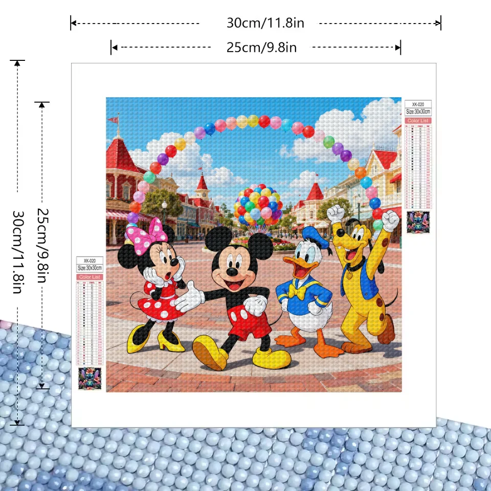 5D Full Drill DIY Diamond Painting Kit, 40x40CM Large Square Rhinestone Art Craft, Featuring Mickey Mouse, Minnie Mouse, Donald