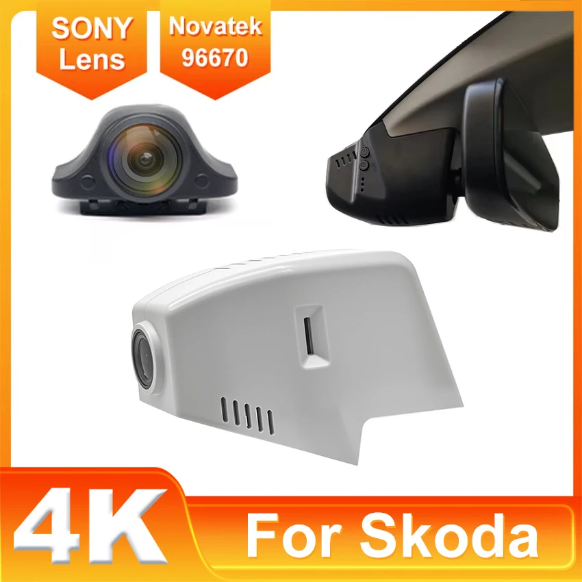 

Новый! Передняя и задняя видеорегистратор для Skoda Enyaq 2020-2026, видеорегистратор для Skoda Eletà 2025 2026, 4K 2160P Автомобильный видеорегистратор WIFI APP Connect