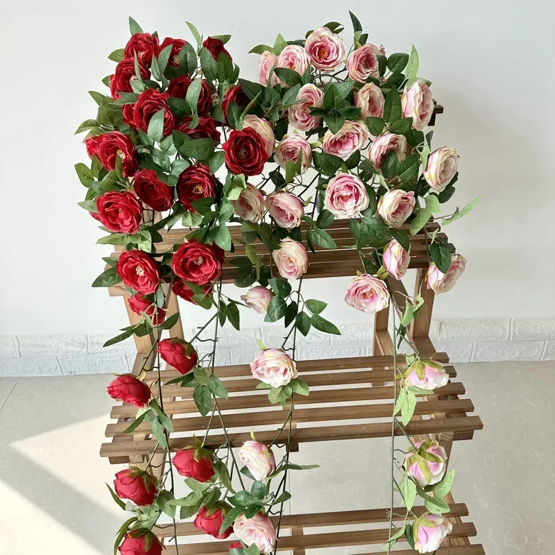 120CM Artificial Camellia with Large Wall Hanging Flower Vines Air Conditioning Winding Vines Wedding Decoration Vines