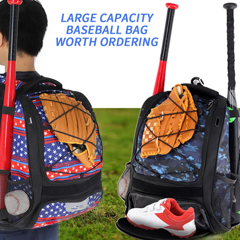 

20-35L Baseball T-Ball Softball Equipment Bag Gear Large Main Compartment For Helmet Accessories Separate Shoes Compartment