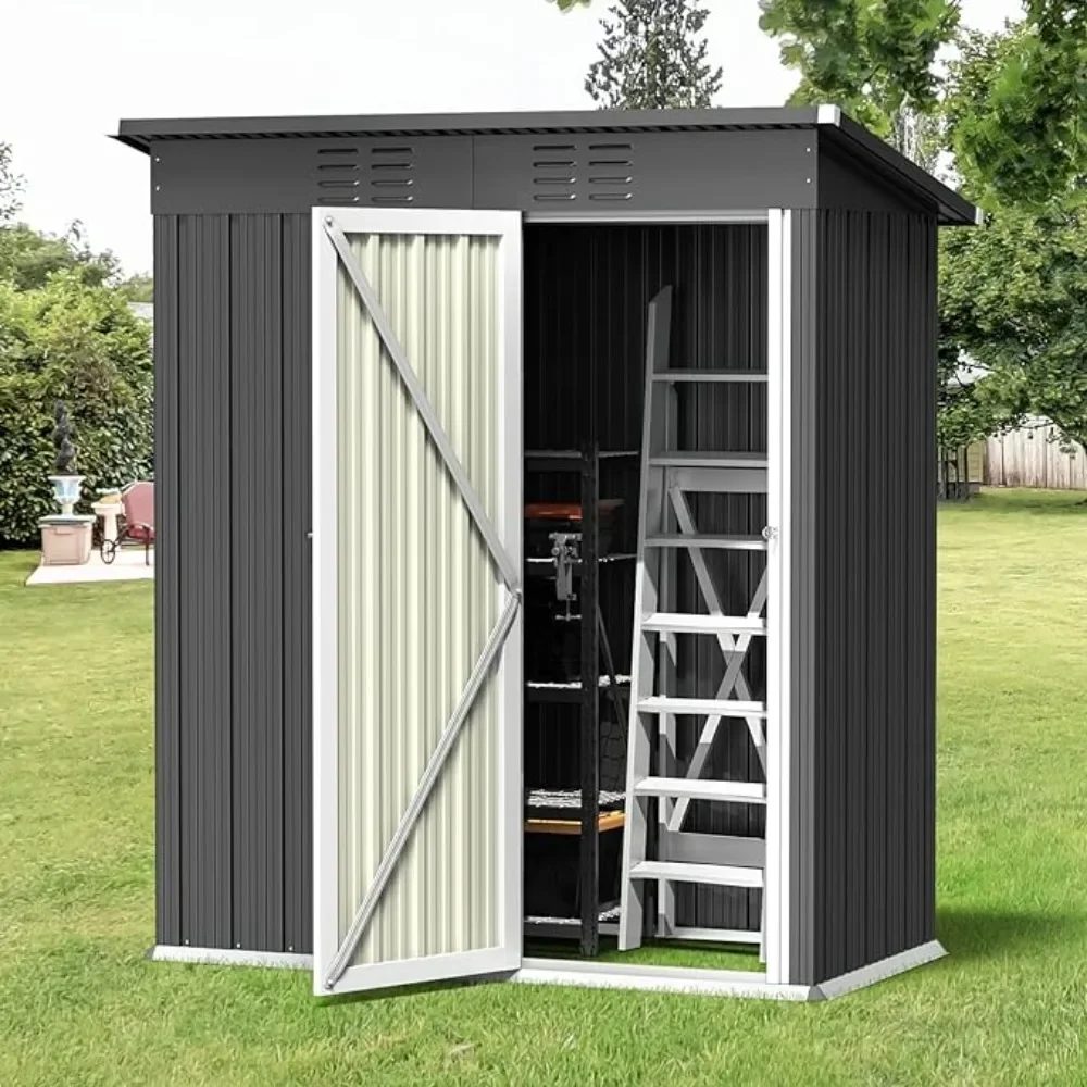 5' X 3' Outdoor Storage Shed Clearance Prefabricated House Backyard Shed for Garden Patio and Lawn(Grey) Freight Free Metabo