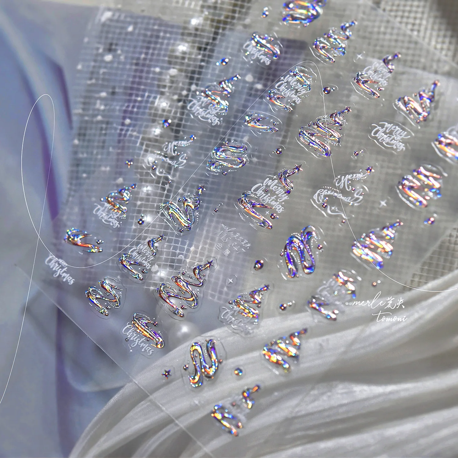 Shiny Laser Pink Silver Christmas Tree Bowknot Winter Santa Claus Snowflake Snowman Star Elk Love Heart Nail Art Stickers Decals