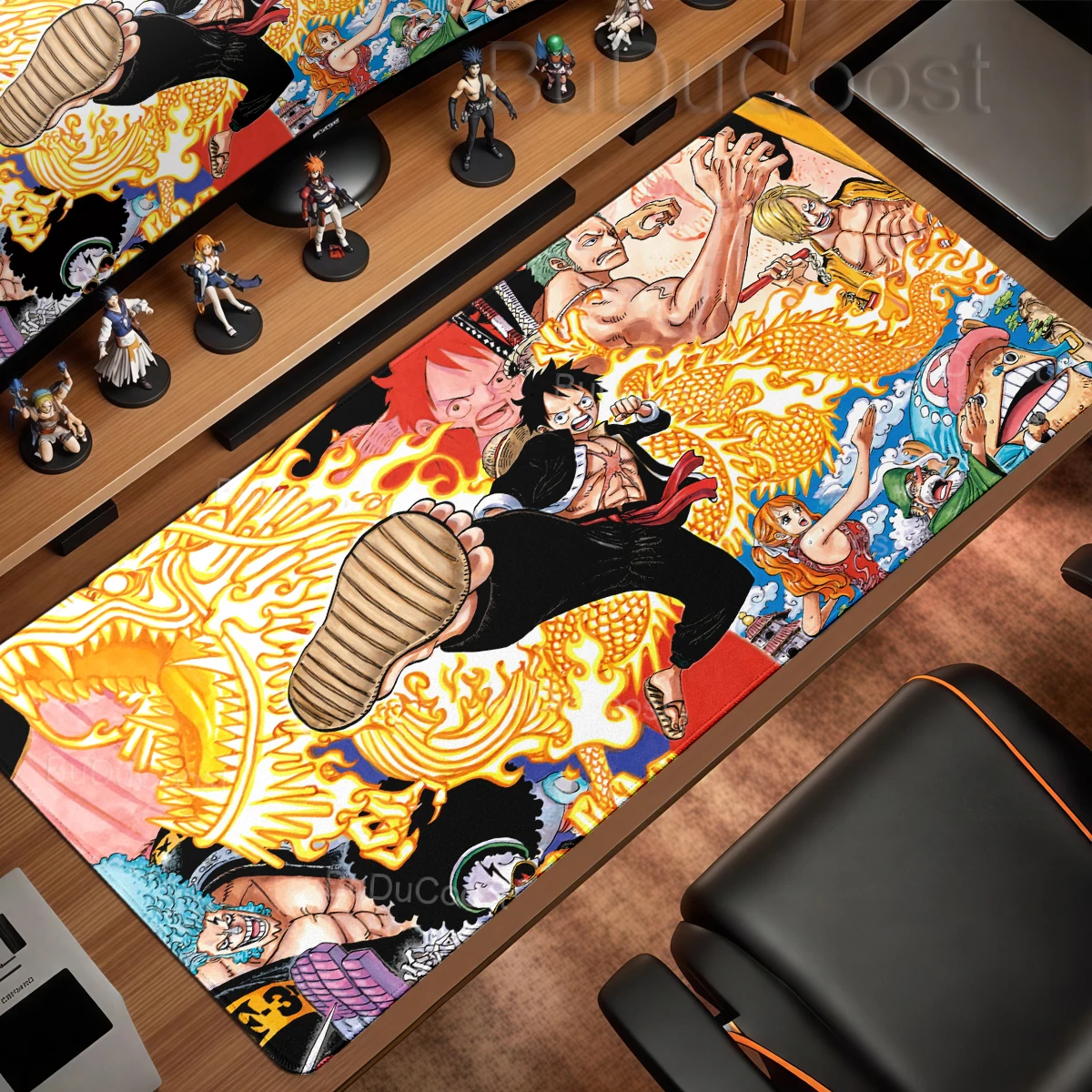 Alfombrilla de Escritorio Extendida de Anime One Piece Roronoa Zoro Luffy, Alfombrilla de Ratón para Juegos Antideslizante de Goma, Alfombrilla Grande para Ratón de Anime, Alfombrilla para PC