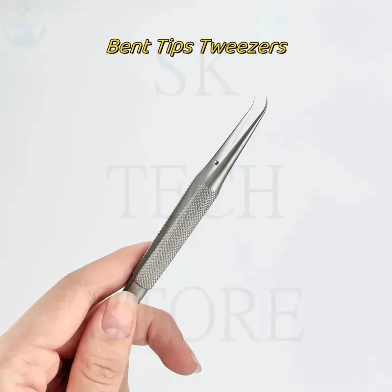 SIKO Non-Magnetic Tweezers Ultra-Sharp Bent Tips Stainless Steel Precision Hand Polish Forceps For PCB Board BGA Soldering