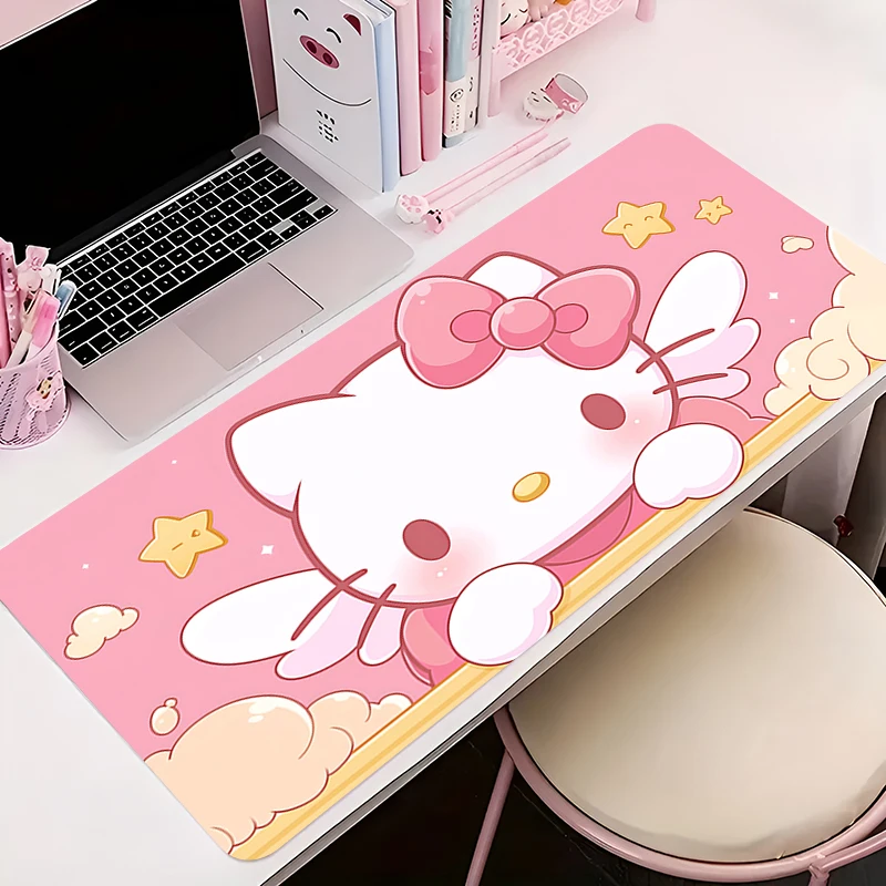 Cute Desk Mat Anime Kawaii Mousepad Laptop Hello K-Kitty Large Rubber Mouse Pad Pink Keyboard Office Cabinet Mouse Mats for Girl