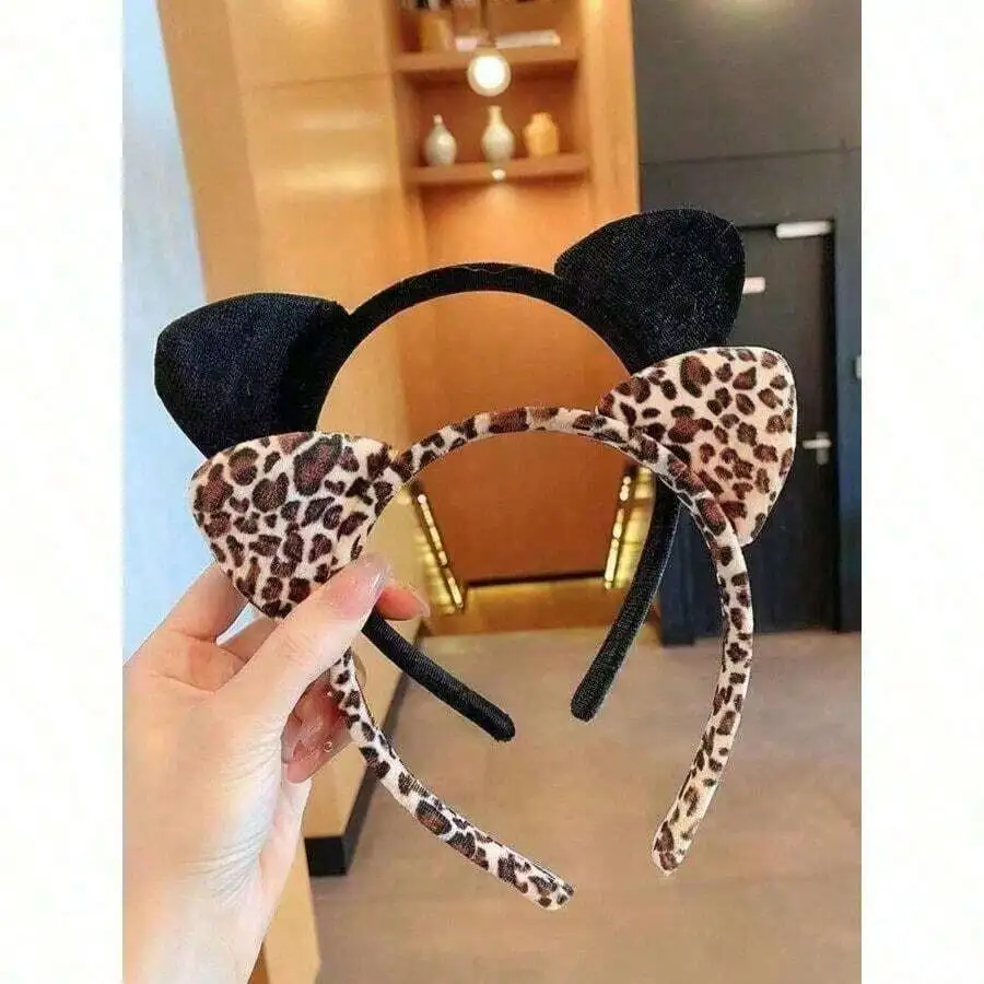 Cute 1Pc Leopard Pattern Cat Ear Decor Costume Headband For Halloween Party[The Position Of The Leopard Print Pattern Is Random],Hair Tools,Hair Items,Travel Essential,Travel,Barber,Hairstylist,Barber Accessories,Valentine's Day,Hair Supplies,Hair Stylist