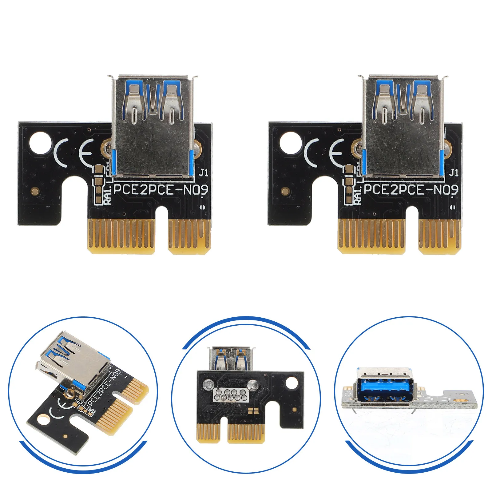 4Pcs Pci-E 1X to 16X Riser Card Adapter High-Durability Mining Riser Card Stable Signal Transmission Low-Attenuation Computer