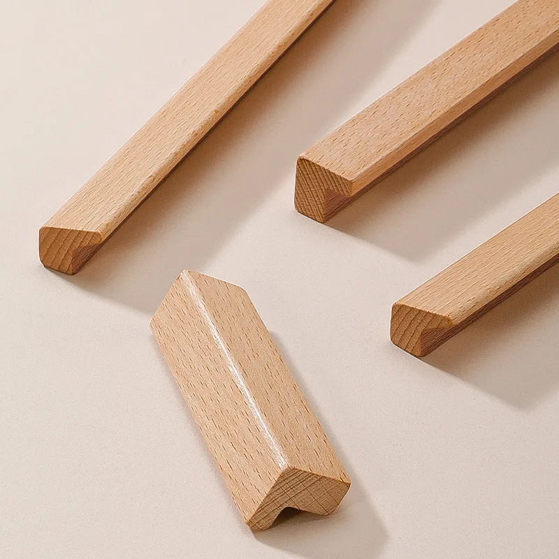 Nordischer Möbelgriff aus Holz für Schranktüren, Schubladen und Kleiderschränke aus massivem Buchen- oder Walnussholz – Detail 2