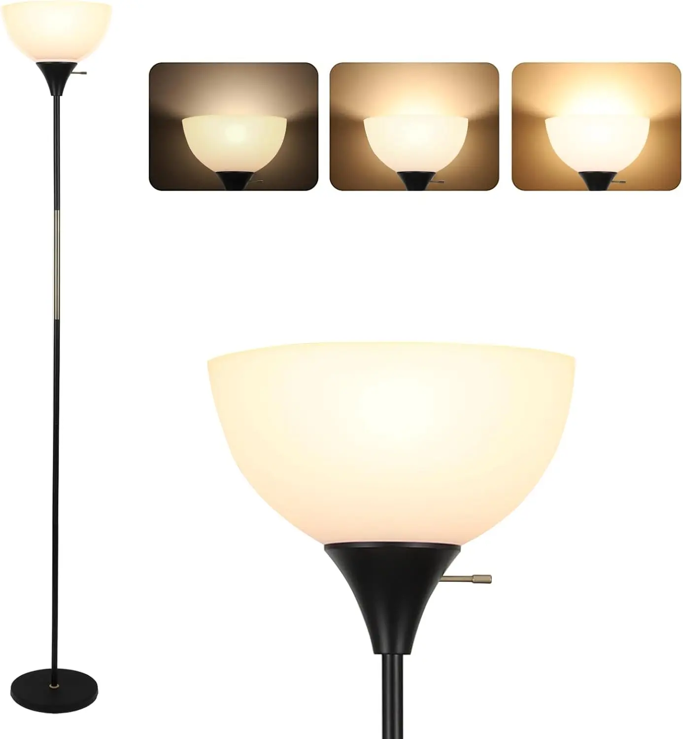 

Dimmable LED Floor Lamp, 3 Brightness Levels, Modern Standing Lamp for Living Room, Black