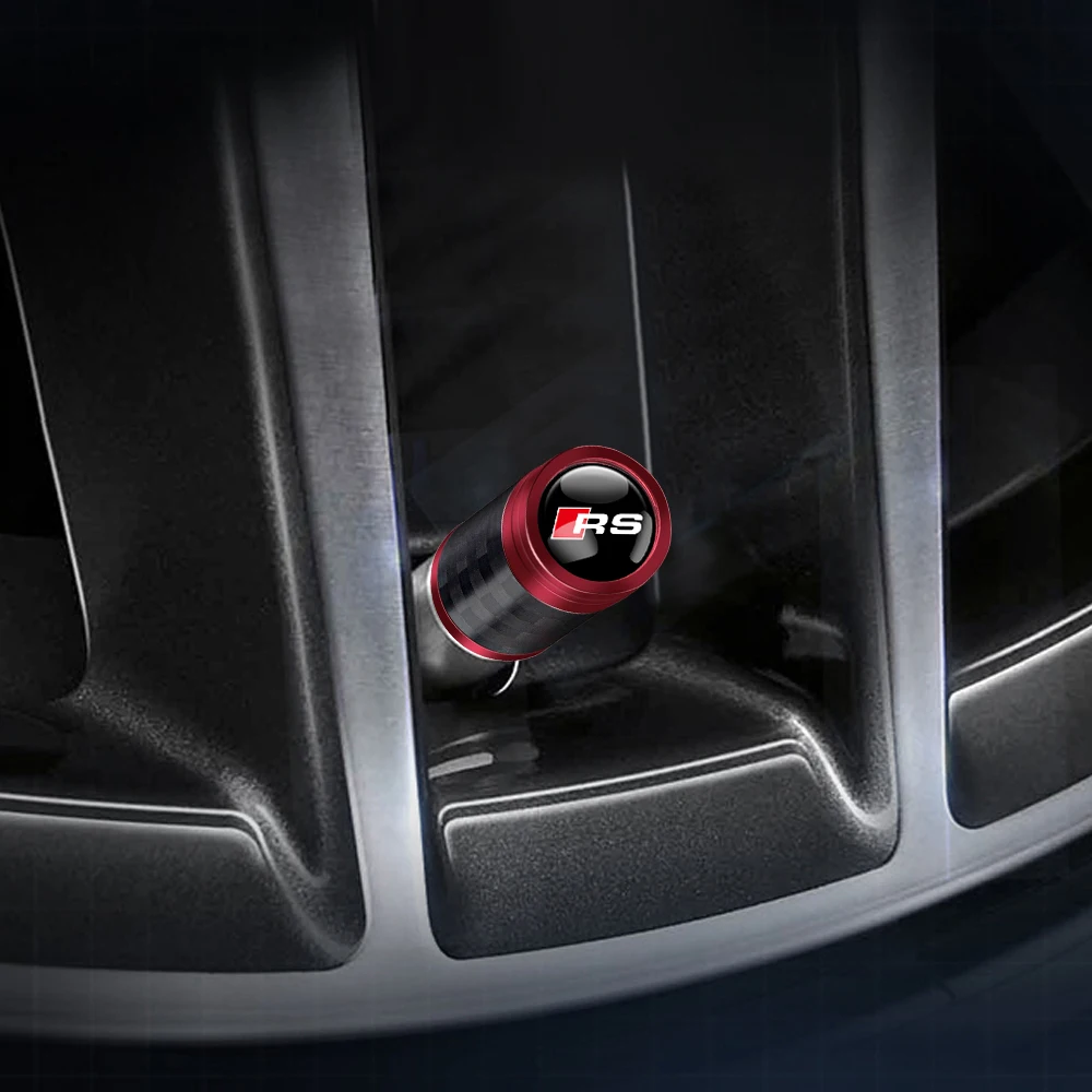 4Pcs Car Carbon Fiber Wheel Tire Air Valve Caps for SLINE RS S quattro A3 C5 TT A4 B8 8V A6 C7 A5 Q5 B7 B6 B9 Q7 A1 A7 Q3 Q6 Q8 - view 5