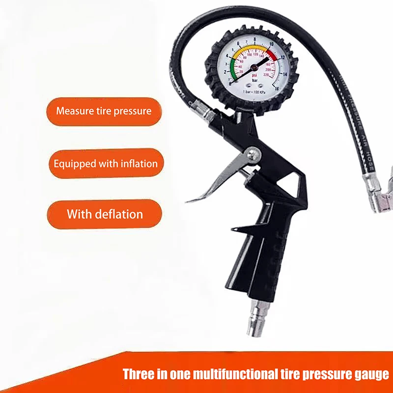 220PSI Car Motorcycle Multifunctional Tire Air Pressure Monitoring Gauge Tester Air Compressor Dial Meter Inflator Pump Tools