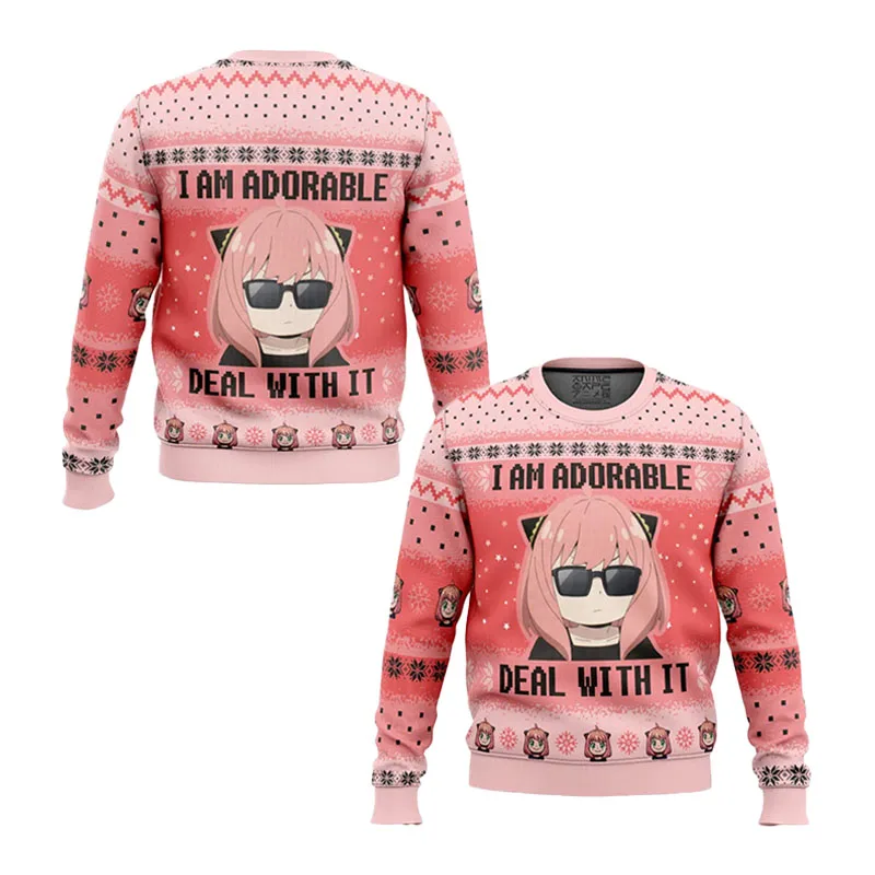 سترة Spy X Family Ugly لعيد الميلاد بسيطة وعصرية ومسامية وممتصة للرطوبة مناسبة لحفلات عيد الميلاد #2