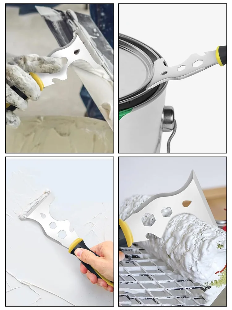 ISFRIDAY 15 in 1 Multi Use Putty Knife Stainless Steel Paint Scraper Removal Construction Tool for Wallpaper Can Opener Home DIY