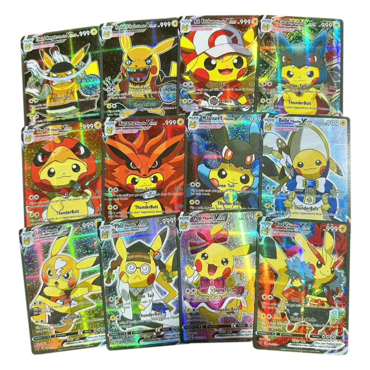 Pokemon Diy English Collection Game Card Pikachu Cosplay Luffy Tanjirou One Piece Goku Eva Frieza Characters Anime Shiny Card