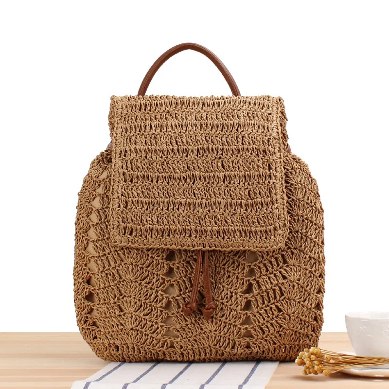 

Женский соломенный рюкзак ручной работы тканый повседневный пляжный праздничный рюкзак на плечо дорожные рюкзаки для женщин mochila Женский рюкзак