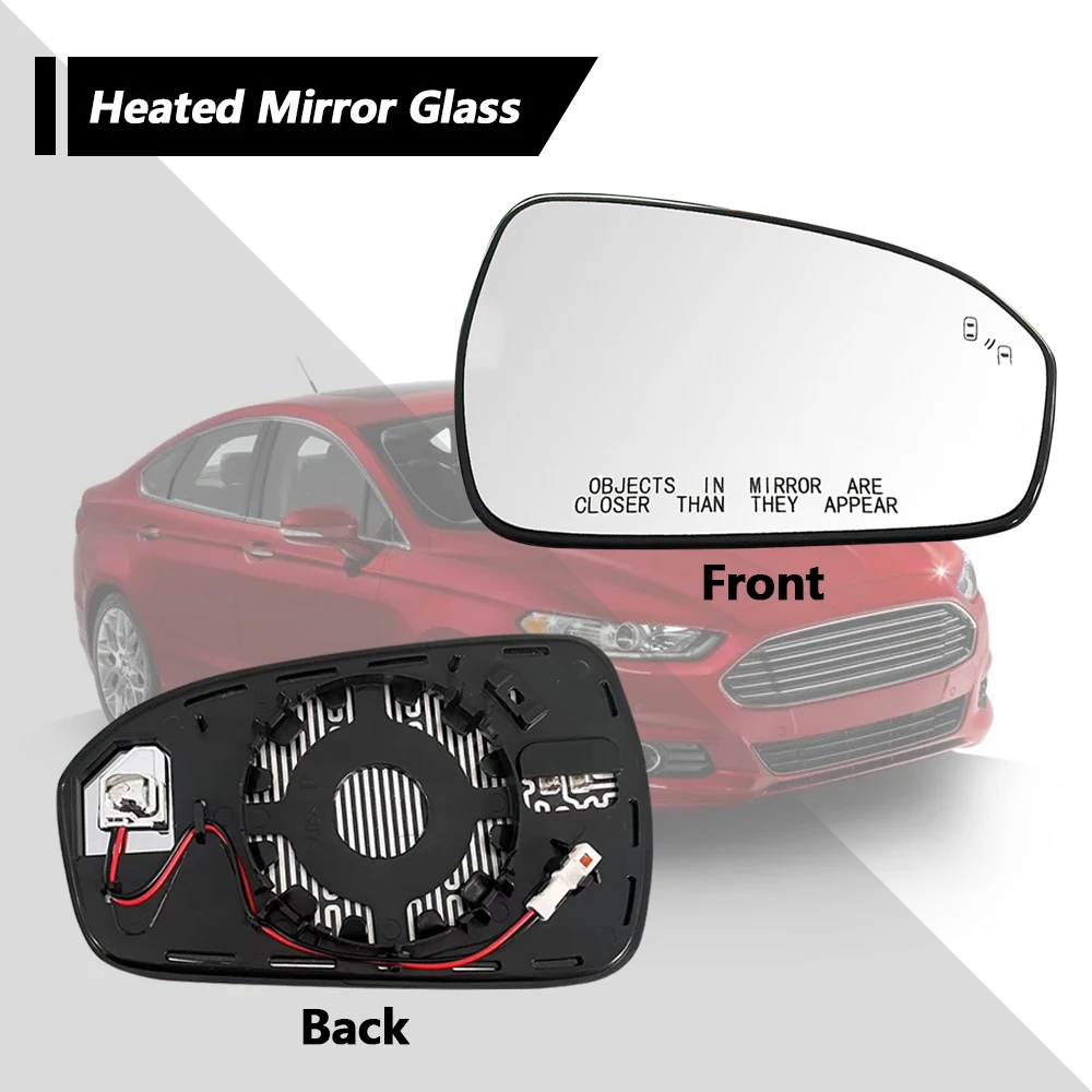 Left Right Side Rearview Mirror Glass Heated Blindspot Replacement for Ford Fusion 2013 2014 2015 2016 2017-2021 USA Version